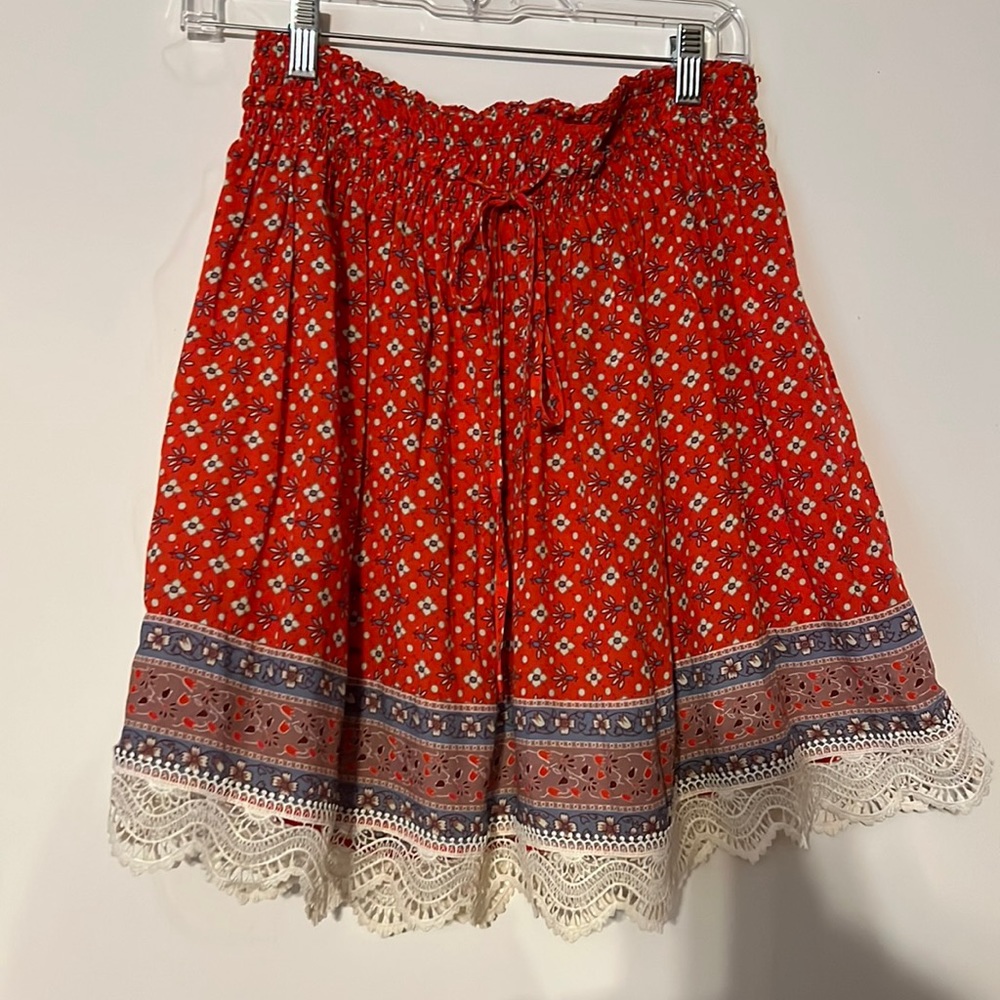 Nightcap Clothing Red Floral Skirt